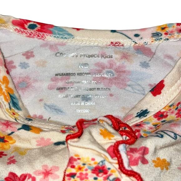 NB Charlie’s Project Bamboo Ruffle Butt Zip up Footie Sleeper Outift - Picture 3 of 6